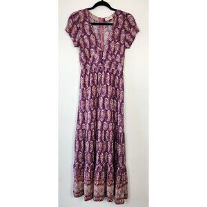 Natural Life XS Evangeline Maxi Prairie Dress, Purple, Tiered, Cottagecore